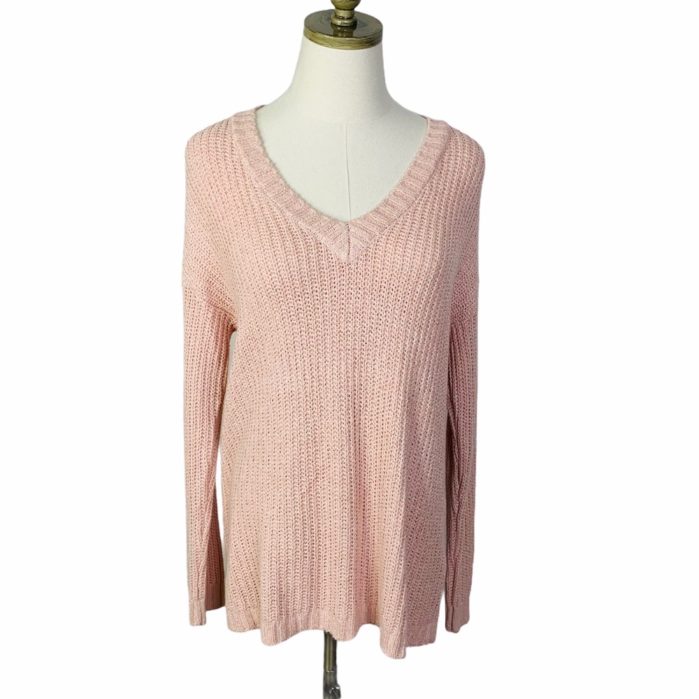 Soft Surroundings Blush Pink V Neck Sweater M